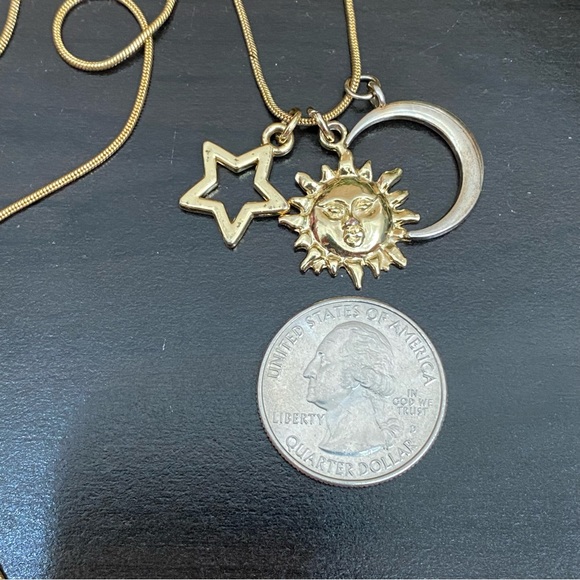 Vintage Worthington Gold-tone Sun Moon and Star Pendant 32” Long Necklace - Picture 5 of 10
